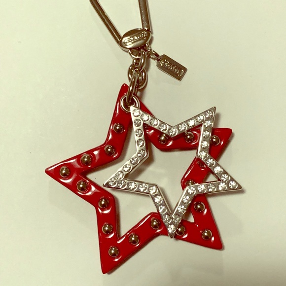 Coach Red Silver Star Bag Charm